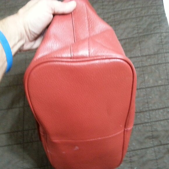 Banana Republic Leather Pebble Hand Bag Top Handle  Purse Red Grain Women - Picture 8 of 15